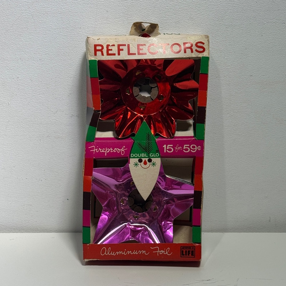 Doubl Glo Vintage Christmas Light Reflectors Aluminum Foil 15 Count 1966